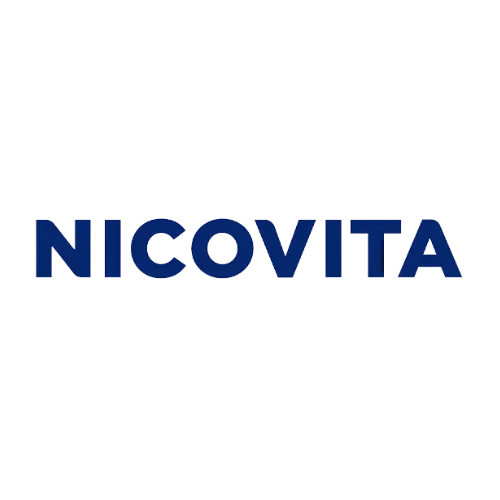  Un logotipo con el texto NICOVITA en letras mayúsculas de color azul oscuro.